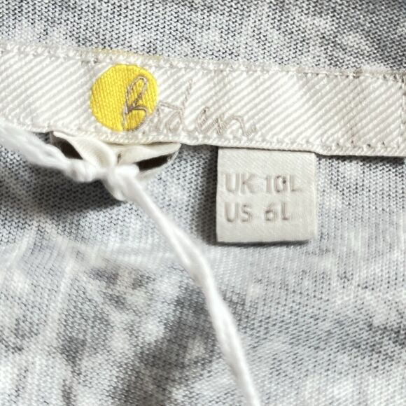 Boden Dress Womens Size 6 6L (US) Smocked Jersey Navy Blue Leafy Sprig Belt - Picture 7 of 10